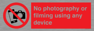 No photography or filming using any device